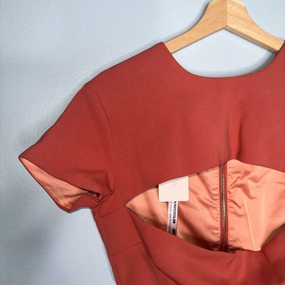 House Of CB Violeta Mini Dress NWT Cut Out Short Sleeve Salmon Color Size Large - Picture 3 of 10
